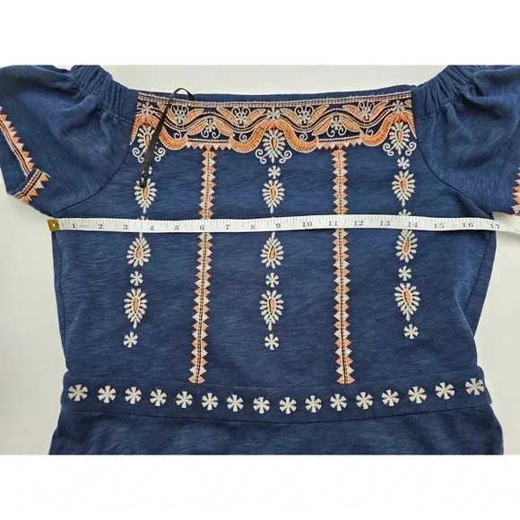 Tory Burch Women's Size S Nell Embroidered Off The Shoulder Navy Dress - Picture 4 of 7